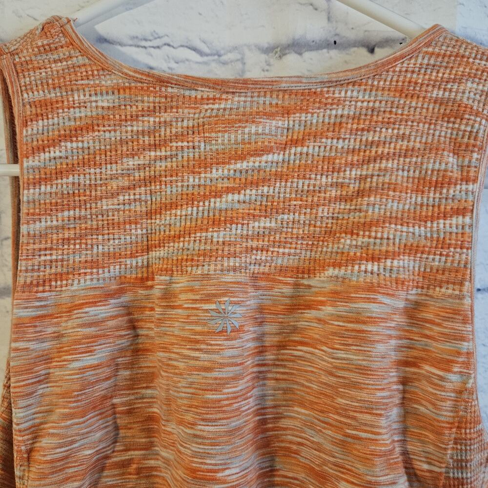 Athleta Fastest Track Tank Top Orange Sleeveless Ruched Small Active Tank - Picture 3 of 4
